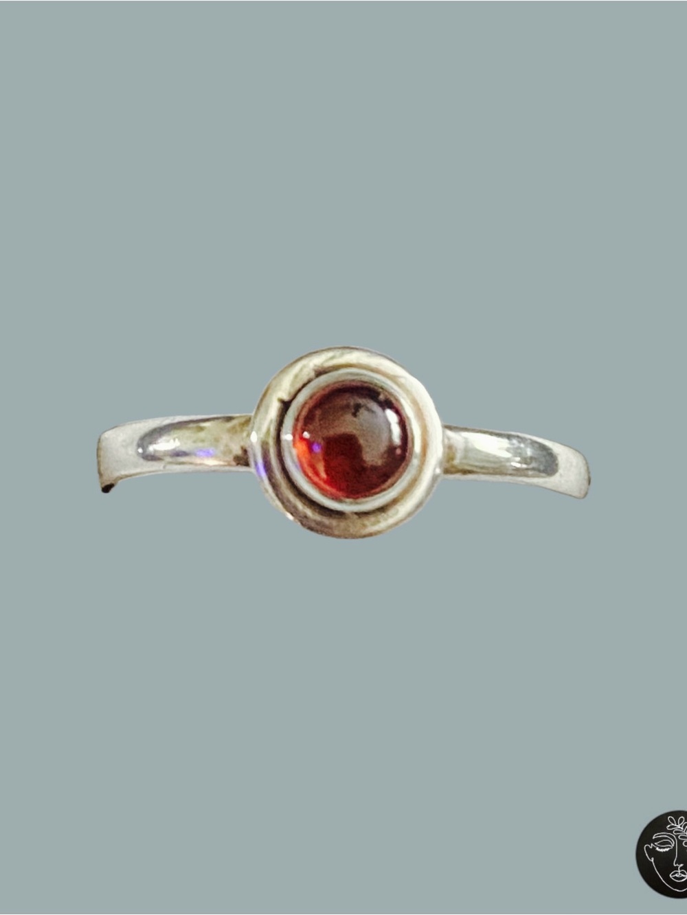 NWT VTG Y2K Sterling Silver 925 Garnet Cabochon Ring Size 8